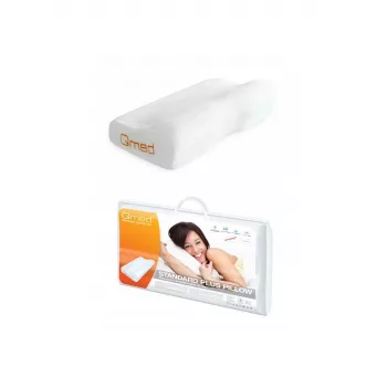Almofada ortopédica MDH Qmed Standard Plus design contornado para apoio do pescoço, densidade da espuma 55 kg/m³, 500×330 mm, profundidade 12 cm, ecru
