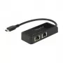 DeLOCK 63927 Adaptador de USB-C para 2x Gigabit LAN, preto