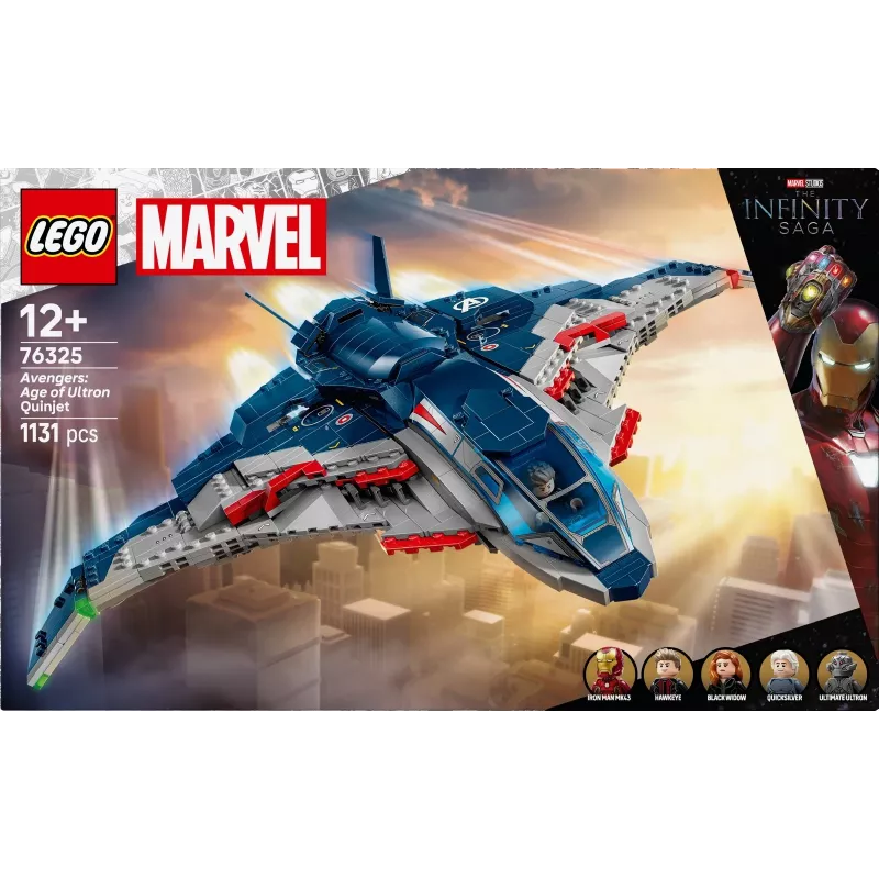 LEGO Marvel Super Heroes 76325 Avengers: Age of Ultron Quinjet, conjunto de construção, 1131 peças, 5 minifiguras, 12+