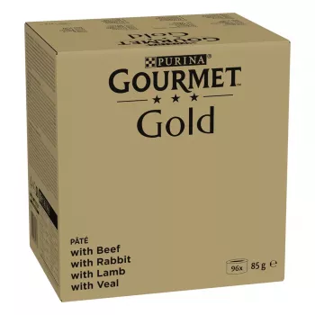 Alimento húmido para gatos Purina Nestlé GOURMET Gold Mus Mix — 96 x 85 g, 4 variedades, gatos adultos, 77,5% humidade