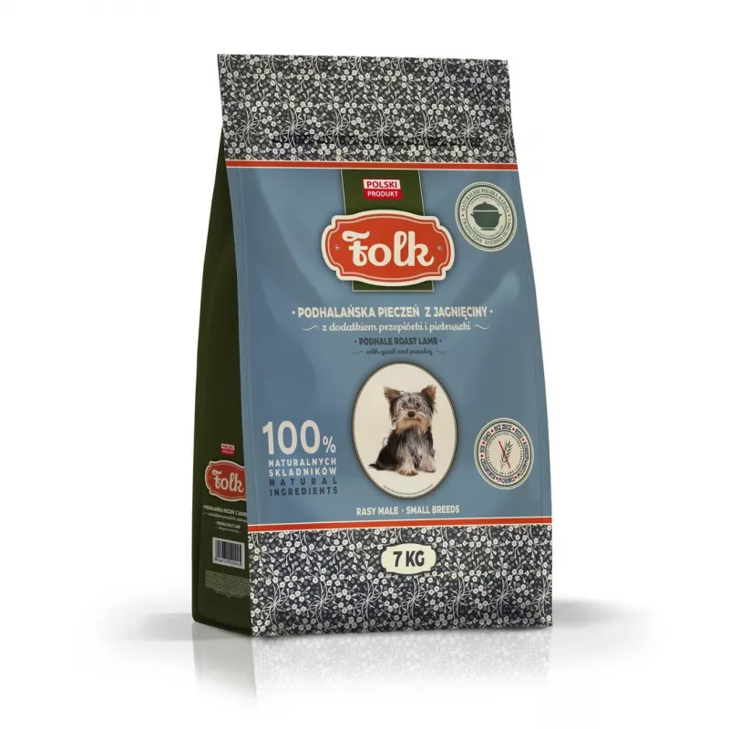 FOLK raças pequenas assado de borrego à moda de Podhale com codorniz e salsa - comida seca para cães - 7 kg