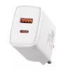 Carregador de parede Baseus Compact 1x USB-A + 1x USB-C 3A, adaptador de viagem compacto