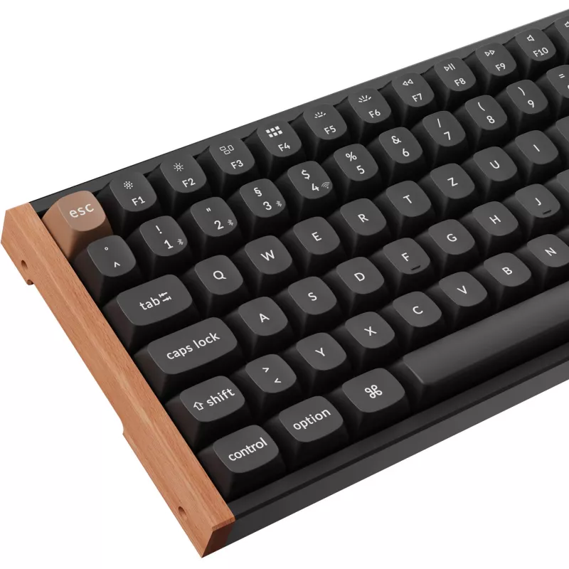 Keychron K2 HE (preto/madeira, layout DE, Gateron Double-Rail Magnetic Nebula, estrutura em alumínio)
