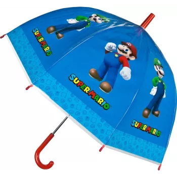 Guarda-chuva (manual) Kids Euroswan Super Mario — pano transparente, tamanho criança
