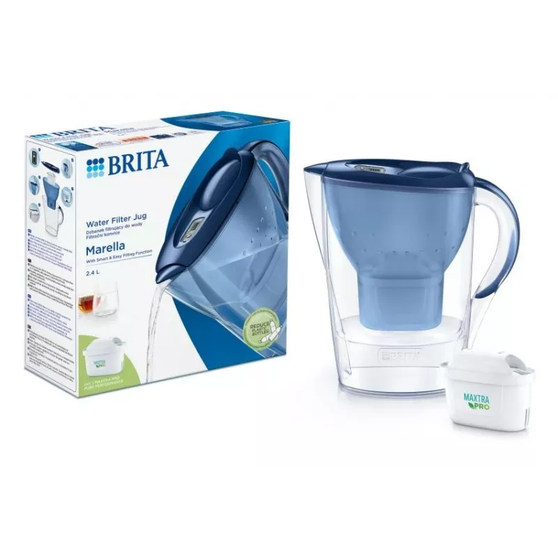 Jarro de filtragem de água BRITA Marella Maxtra Pro 2,4 L, cartucho de substituição Maxtra Pro, azul