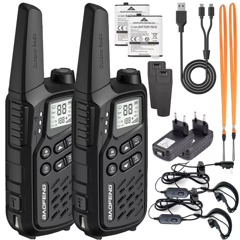 Walkie-talkie Baofeng BF-T25E preto, 2 unid.