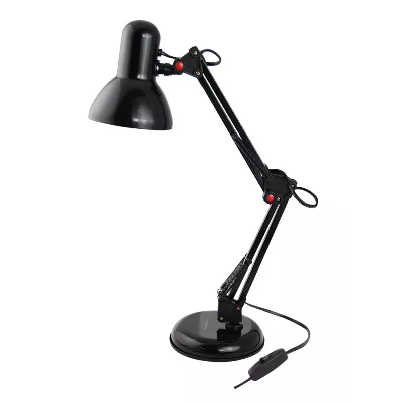 Candeeiro de mesa ESPERANZA AVIOR E27 12W LED, preto, altura ajustável, braço flexível, casquilho E27