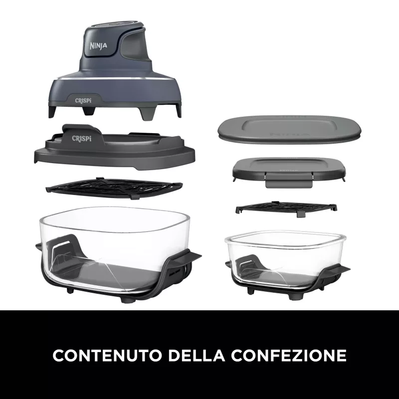 Ninja CRISPi Single 3,8 L 1700 W Fritadeira de ar quente Azul, Cinzento, Transparente