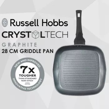 Chapa Russell Hobbs RH01861EU7 28 cm Crystaltech – superfície de cozedura antiaderente, frigideira plana