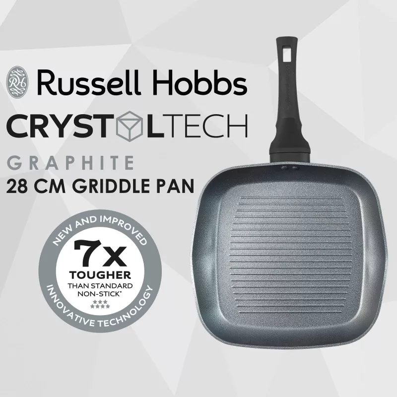 Chapa Russell Hobbs RH01861EU7 28 cm Crystaltech – superfície de cozedura antiaderente, frigideira plana