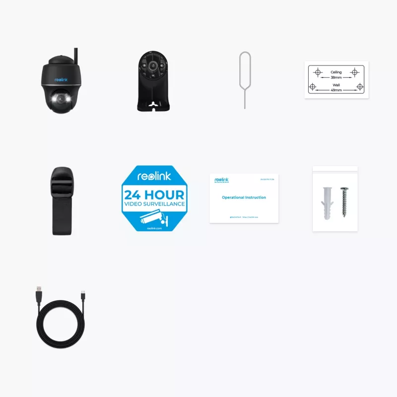 Câmara IP Reolink ARGUS PT 5MP TYPE-C preto alimentação por bateria