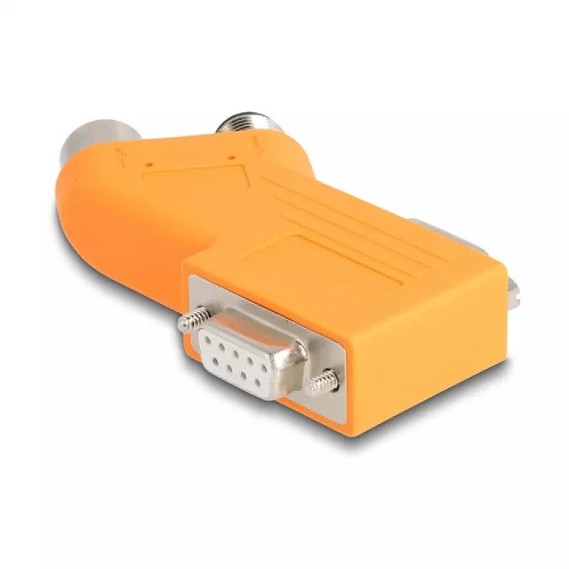 DELOCK Divisor CAN-Bus D-Sub 9 (conector macho/fêmea) para M12 5 pinos codificação A (conector macho/fêmea) 35° laranja