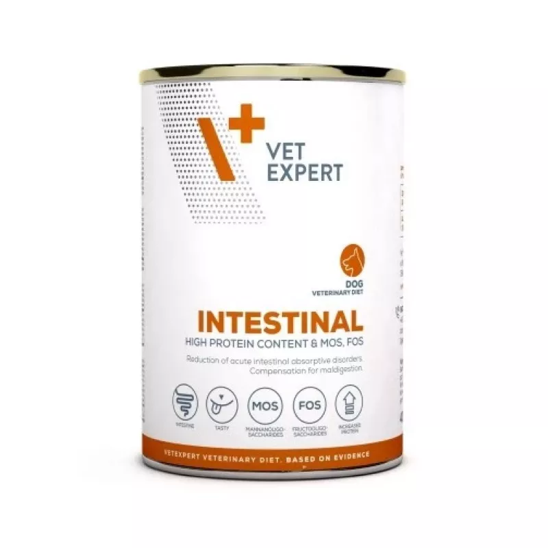 Comida húmida para cães VETEXPERT Veterinary Diet Intestinal 400 g, aves, sem cereais, para recuperação após cirurgias digestivas