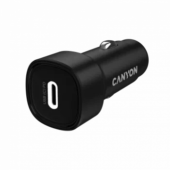 Carregador de automóvel CANYON OnDrive 30 PD 30W USB-C preto – fonte de alimentação USB-C para veículos, 30W PD