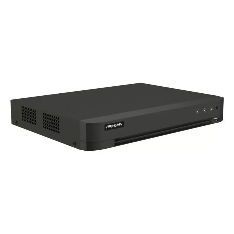 DVR Hikvision Pro Series 8 canais 5 MP 1U H.265 AcuSense, 8 entradas, Gigabit Ethernet, disco 12 TB, 12 V, 24 W