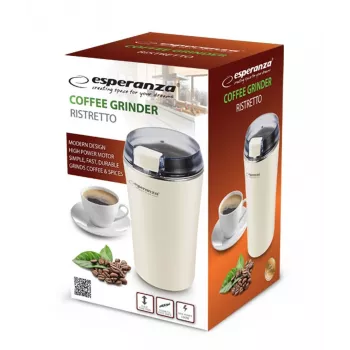 Moinho de café com lâminas de aço inoxidável ESPERANZA EKC008W, 160 W, capacidade 70 g, diâmetro 8,7 cm, altura 17 cm, branco