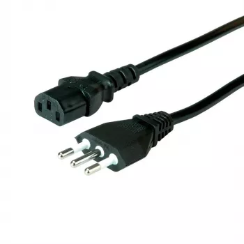 VALUE - Cabo de alimentação - CEI 23-50 (M) para IEC 60320 C13 reto - AC 250 V - 10 A - 1.8 m - Preto - Itália