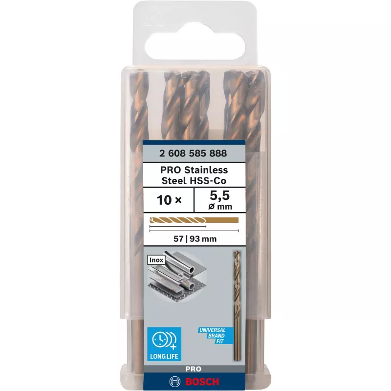 Bosch PRO Stainless Steel HSS-Co broca helicoidal, Ø 5,5 mm, 10 pcs