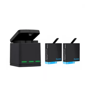 Carregador de três canais Telesin GP-BNC-801 para GoPro Hero5/6/7/8 com compartimento de carregamento para 2 baterias