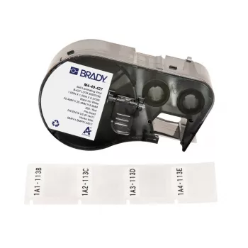 Brady, M4-49-427, vinil autolaminado, branco/transparente, 25,40 x 9,53(25,40) mm, permanente, para diâmetro de cabo de 2,70 – 5,10 mm (260 unid.) (170750)