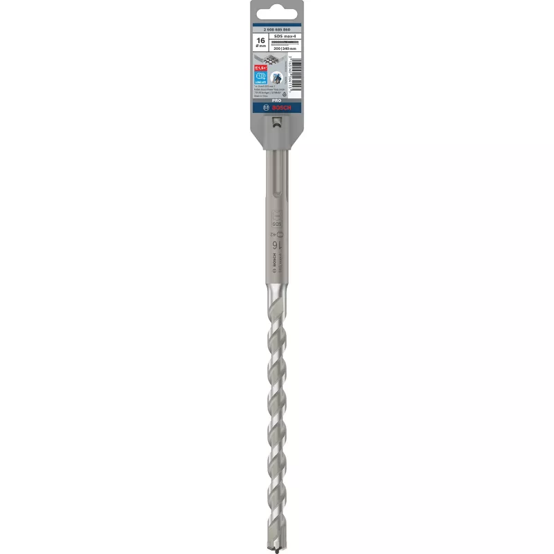 Bosch PRO SDS max-4 2608685860 broca para martelo, 16 mm, comprimento útil 200 mm, comprimento total 340 mm, para betão, alvenaria
