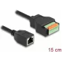 Cabo RJ45 DeLOCK conector fêmea Cat.5e para adaptador de barra de terminais 15 cm preto