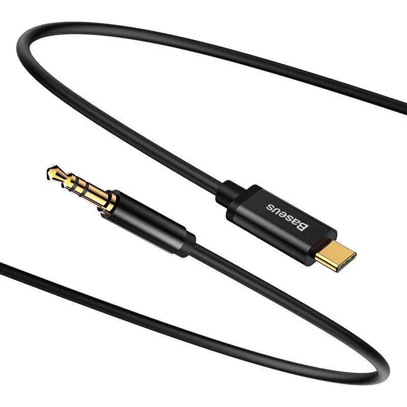 Cabo de áudio Baseus Yiven USB-C para mini jack 3,5 mm, 1,2 m (preto)