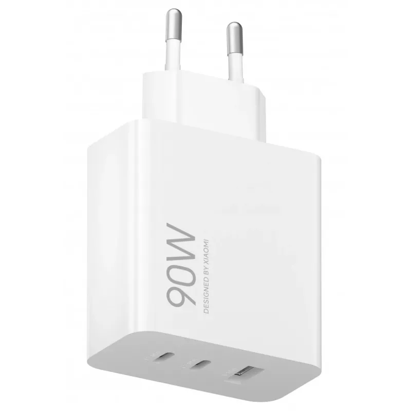 Fonte de alimentação Xiaomi 90W HyperCharge 3-Port EU — carregador USB de 90W com três portas de saída (ficha EU)