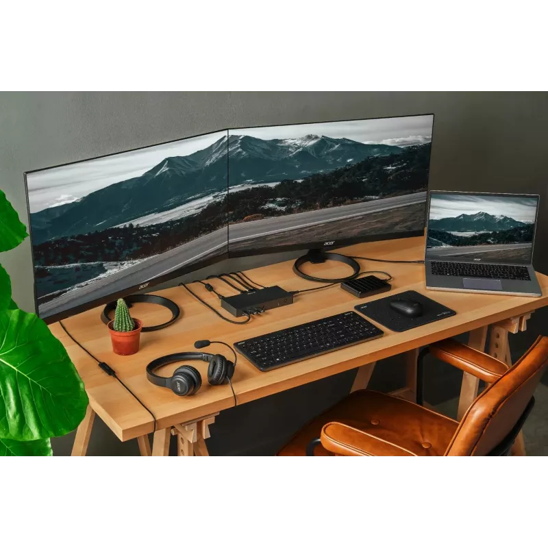 Acer AHW154 GP.HDS11.02D auscultadores de escritório com fio, estéreo, ficha jack, microfone flexível integrado, pretos
