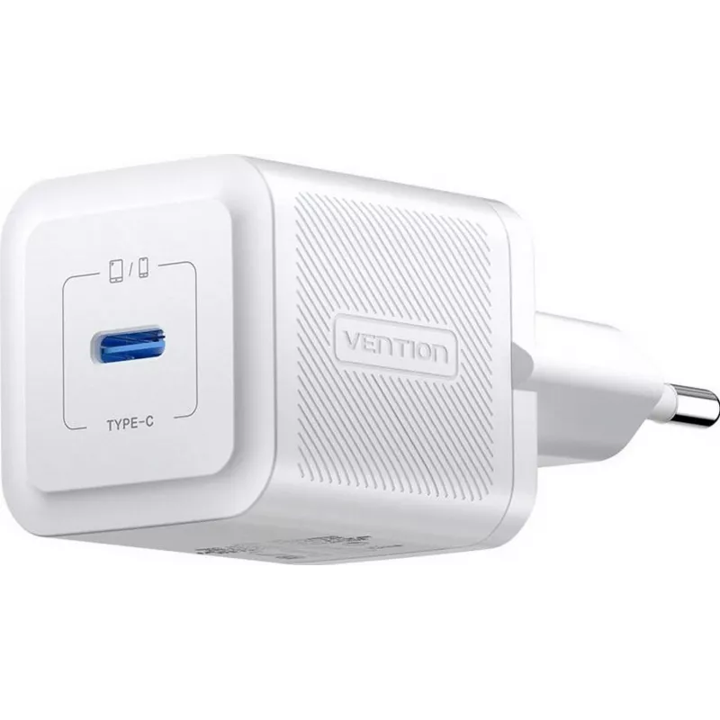 Carregador móvel Vention FEPW0-EU – carregador de parede USB-C de 20W para smartphone, tablet, smartwatch, auscultadores, branco