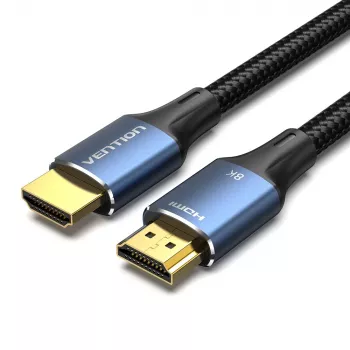 Cabo HDMI-A macho para macho HD de algodão entrançado Vention 8K 5M azul liga de alumínio Type