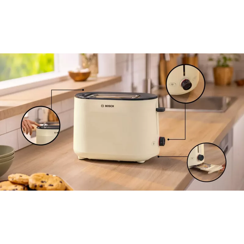 Torradeira Bosch | TAT2M127 MyMoment | Potência 950 W | Número de ranhuras 2 | Material da caixa plástico | Bege