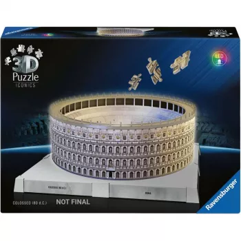 Puzzle 3D Ravensburger Iconics Coliseu de Roma – 216 peças, inclui luz LED