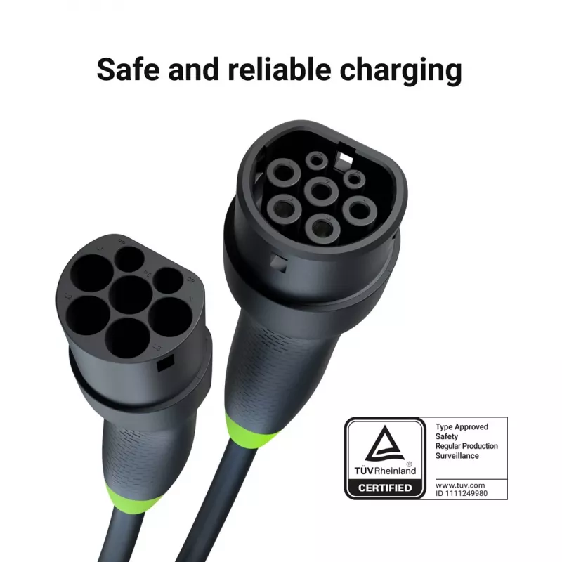 Cabo de carregamento Green Cell EVKABGC03 — Tipo 2, 5 m, 11 kW, para veículos elétricos