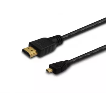 Cabo HDMI SAVIO CL-39 1 m — Type-A (macho) para Type-D Micro (macho), HDMI 1.4, 4096x2160, ARC, Ethernet, contactos dourados, preto