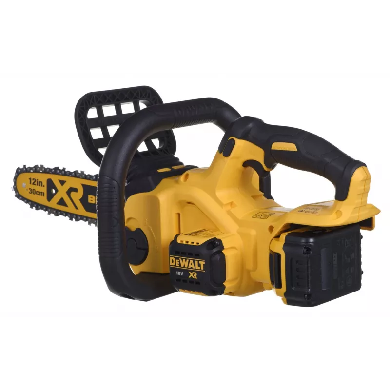 Motosserra DeWalt DCM565P1 — sem fios, lâmina 30 cm, bateria 5 Ah, depósito de óleo 0,12 L