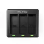 Carregador de 3 vias Telesin para GoPro Hero 12 / Hero 11 / Hero 10 / Hero 9