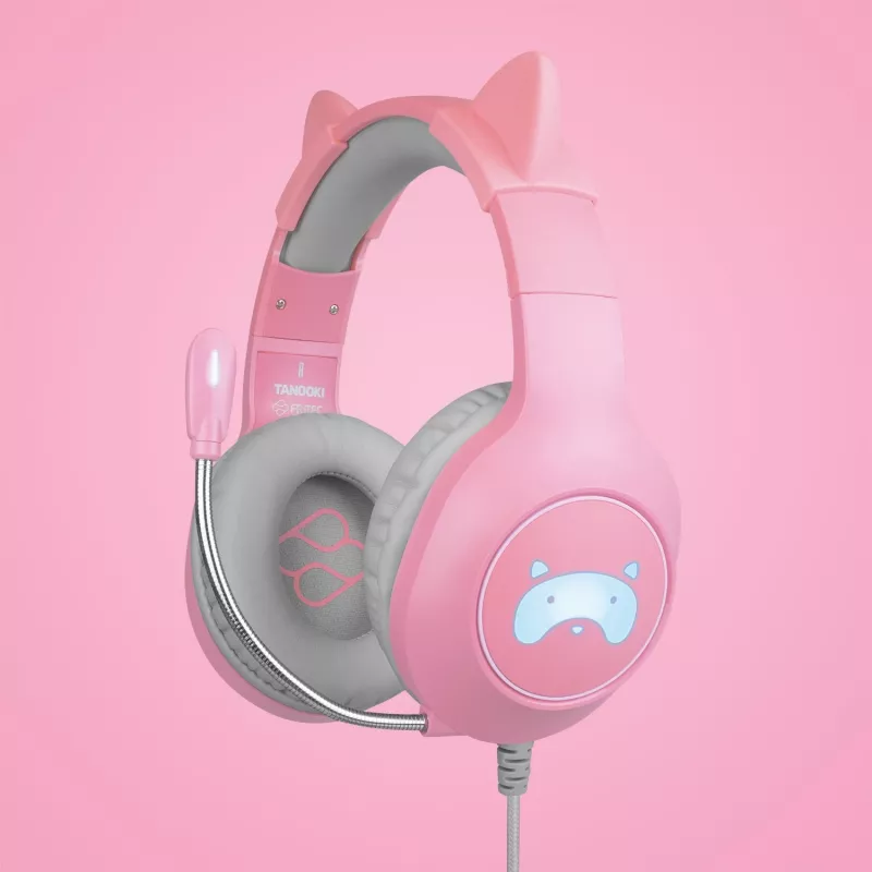 Auscultadores FR-TEC Tanooki com fios arco gaming cinzento - rosa (FT2021)