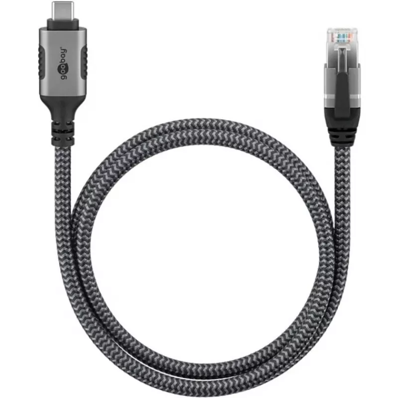 Goobay 70753 Cabo USB-C para RJ45 Ethernet CAT 6 para ligação de internet com fios estável com router/modem/switch de rede/substitui adaptador USB para RJ45 / 1