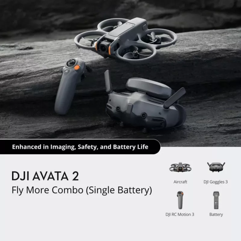 DJI Avata 2 Fly More Combo 1 bateria 4 rotores 12 MP 3840 x 2880 píxeis preto