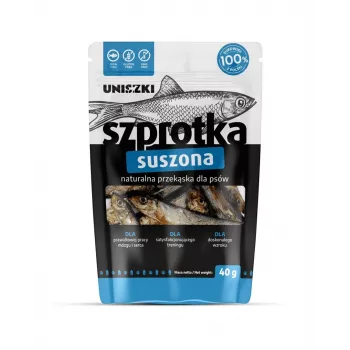 Snack para cães UNISZKI espadilha seca 40 g – snack de peixe monoproteico monocomponente para cães, adequado para todas as raças
