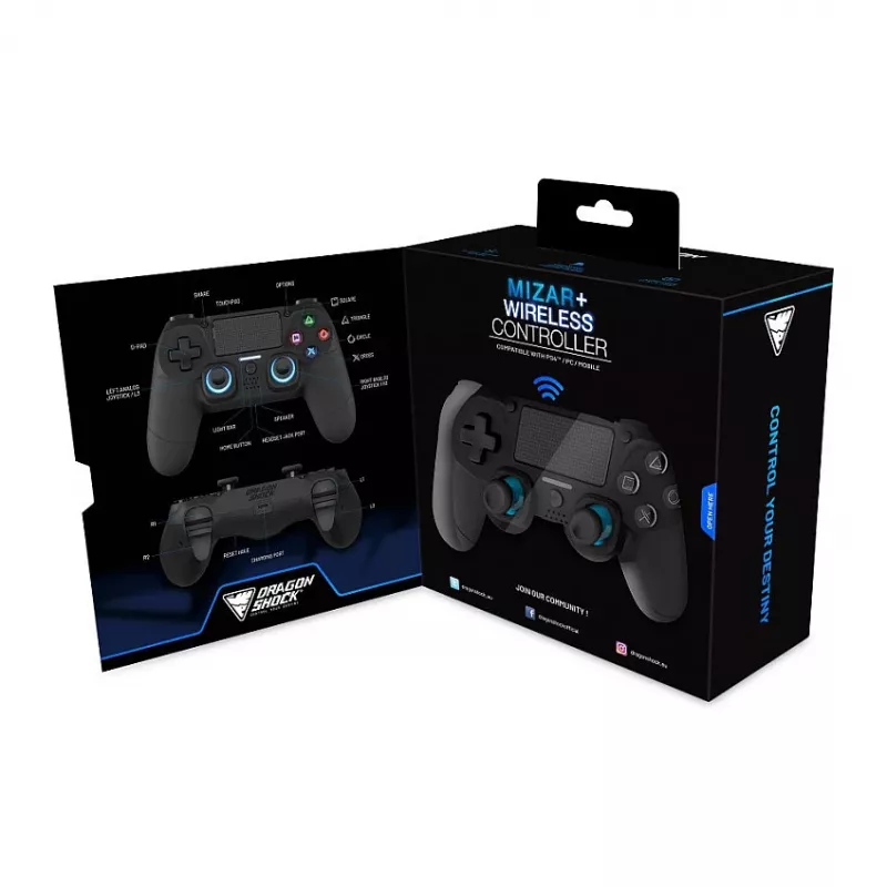 Comando Dragonshock Mizar+ Wireless preto PS4/PC