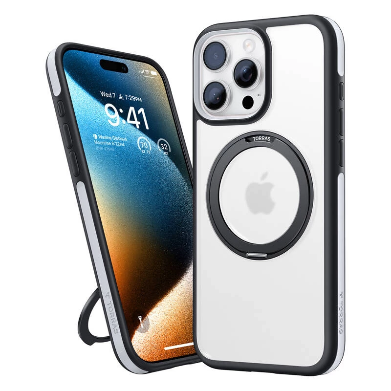 Capa protetora Torras Ostand R Fusion para iPhone 16 Pro Max – preta