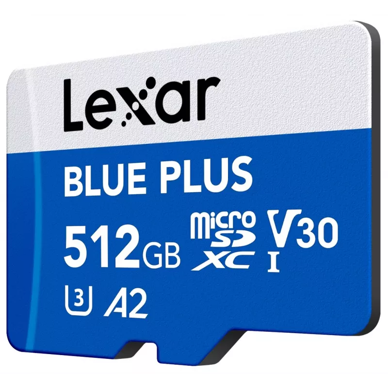 Cartão de memória MicroSDXC Lexar BLUE PLUS 512 GB, UHS‑I, leitura 170 MB/s, U3/V30