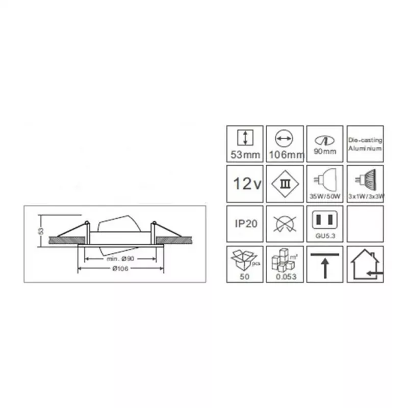 Synergy 21 LED retrofit GU10 / GX5 - 3 conjunto de teto encastrável D05-prateado