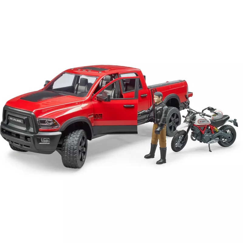 Dodge RAM 2500 Power Wagon com atrelado e mota Ducati 02502 BRUDER