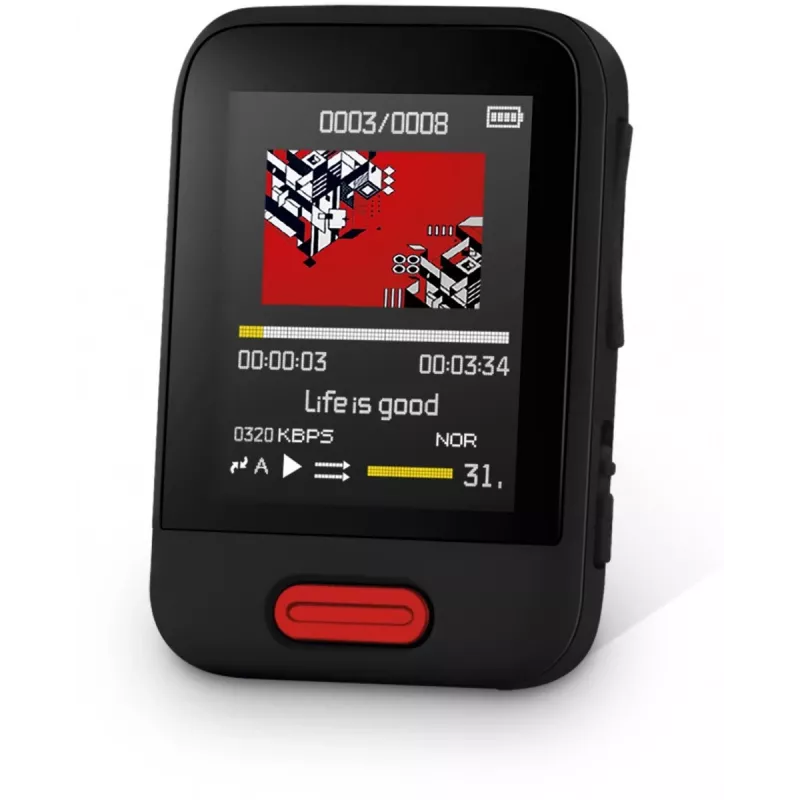 Leitor portátil de MP3/MP4 SENCOR SFP 7716RD — 16 GB de memória, leitor multimédia compacto