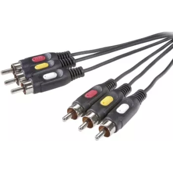 Cabo de vídeo compósito SpeaKa Professional SP-7869868 10 m 3 x RCA preto (SP-7869868)