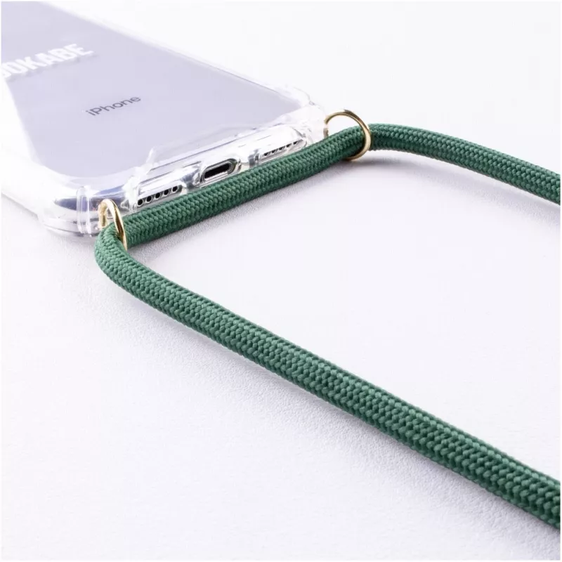 Capa com colar para telefone Lookabe para iPhone 7/8 Plus — dourado com fita verde