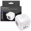 Régua de tomadas QOLTEC 52548 com 3 tomadas AC e porta USB